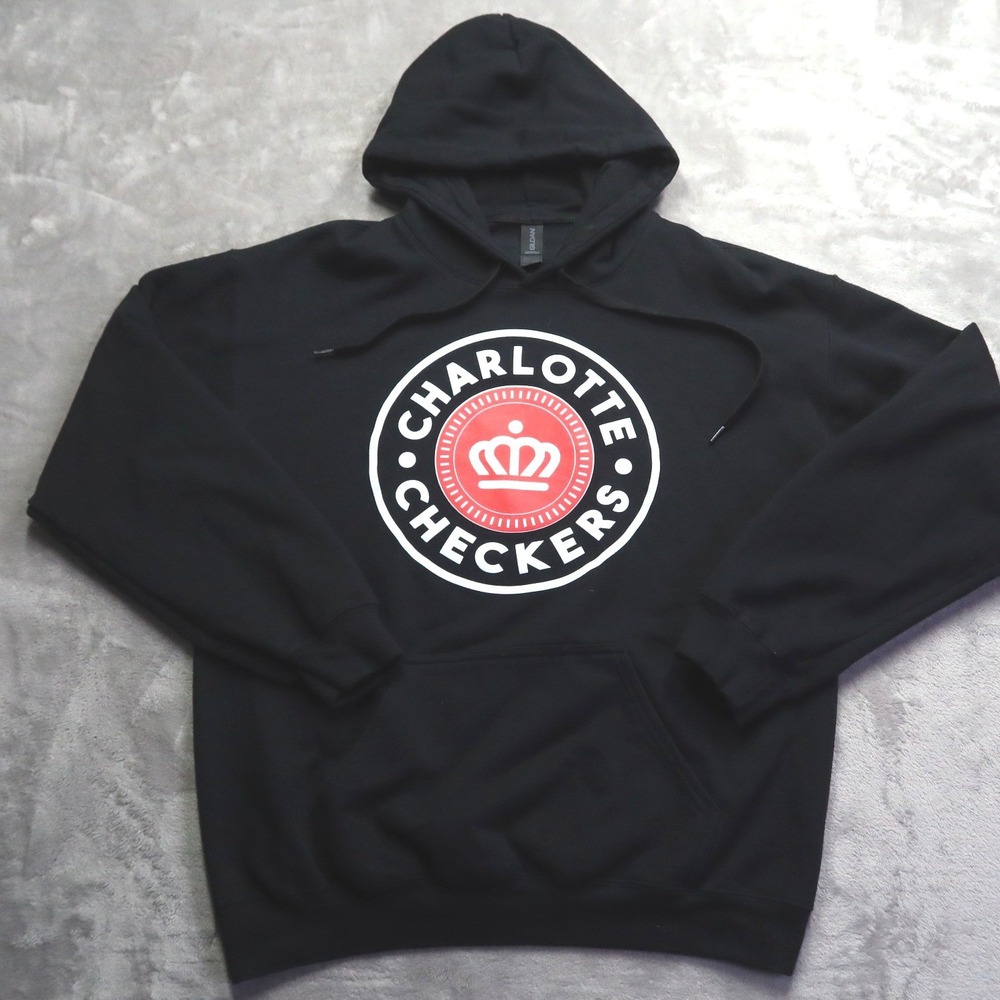 Charlotte Checkers AHL Hockey Hoodie Men's M Black Hoodie‎ Sweatshirt Gildan